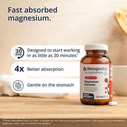 Metagenics Magnesium Glycinate, Calm & Sleep Support, 120 Tablets