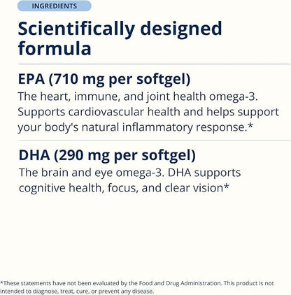 Metagenics OmegaGenics Omega-3 Fish Oil 1000mg EPA DHA, 120 Softgels